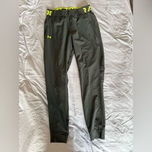 Under Armour Green Joggers with Neon Yellow Accents